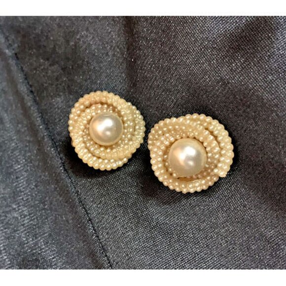 Faux Pearl Earrings, Clip on Earrings - Picture 1 of 4